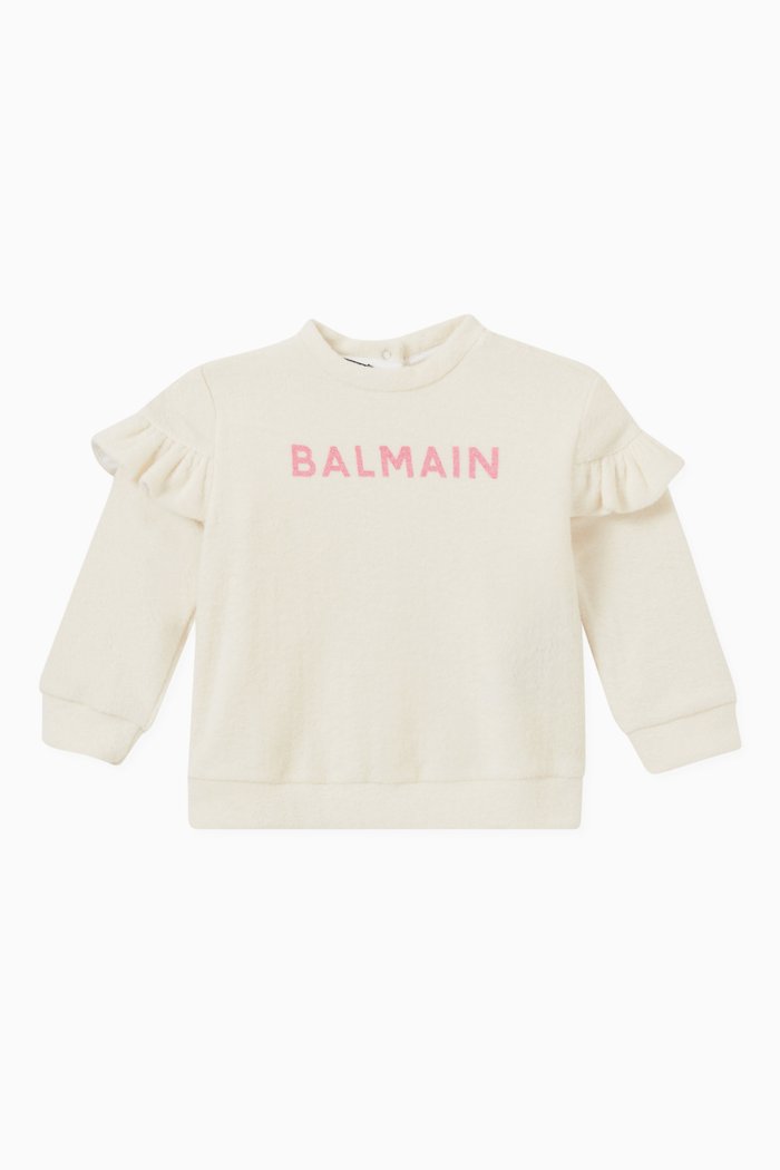 

Ruffle Detail Sweatshirt in Cotton, Neutral