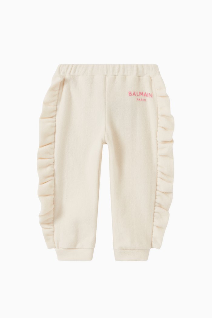 

Ruffled Logo Sweatpants in Cotton, Neutral