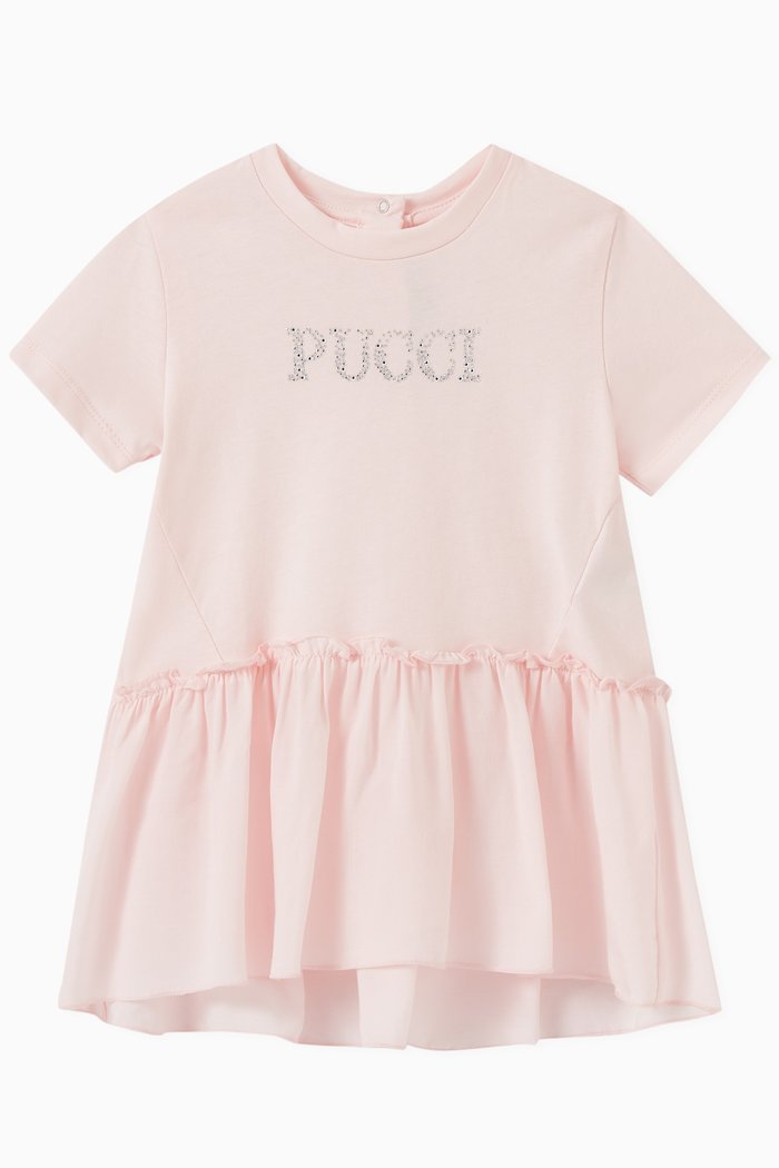 

Embellished Logo Dress in Cotton, Pink