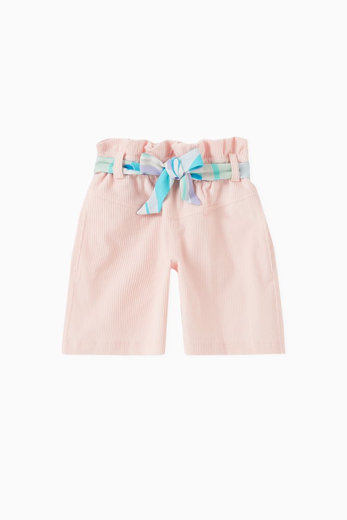 

Abstract Corduroy Shorts in Cotton, Pink