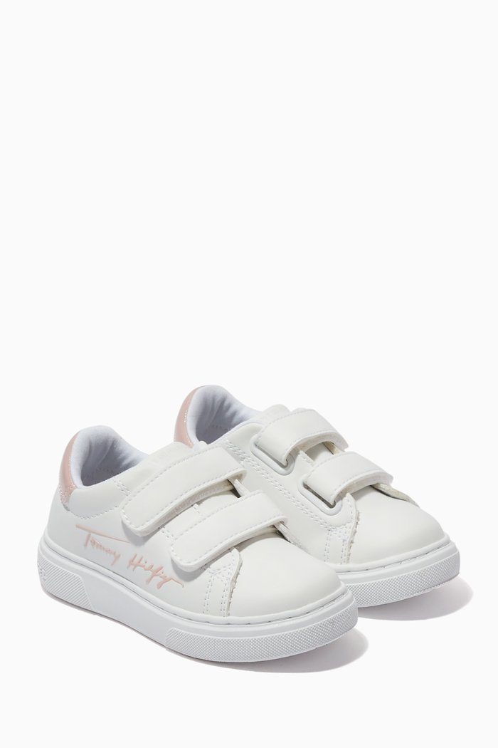 

Low Top Velcro Sneakers in Leather, White
