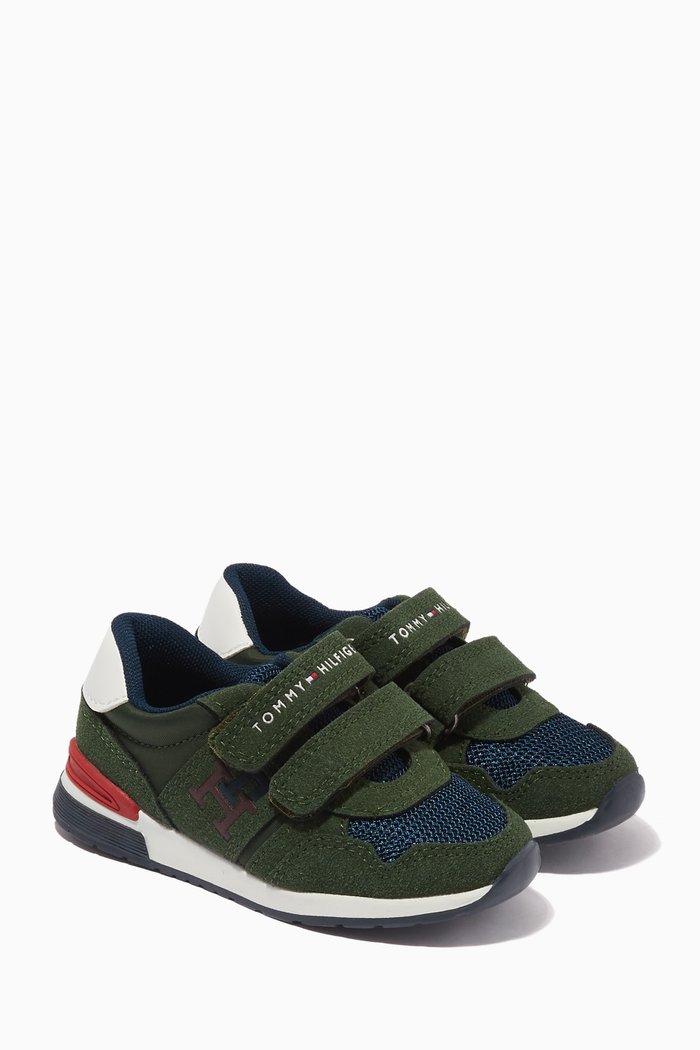 

TH Flag Sneakers in Mesh & Suede, Green