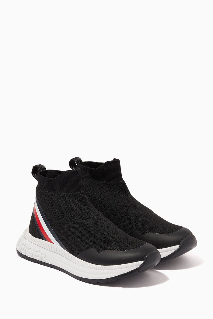 

Logo Sock Sneakers in Polyester, Black