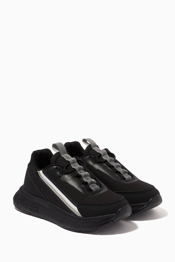 

Striped Low Cut Running Sneakers, Black