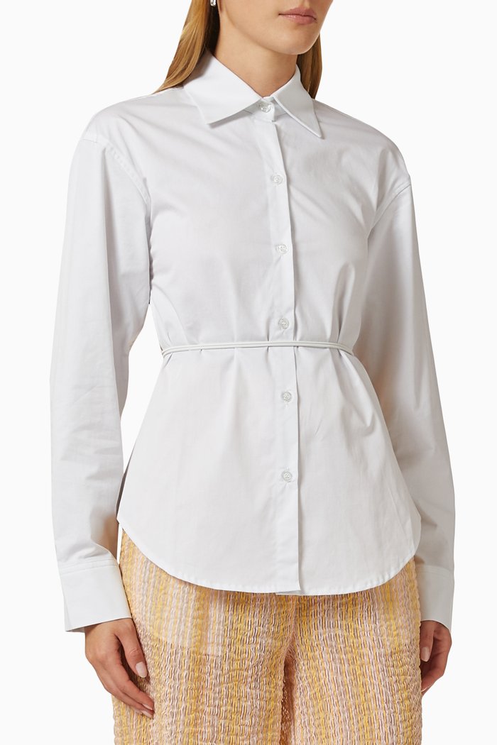 

Open-back Lace-up Shirt in Cotton Poplin, White