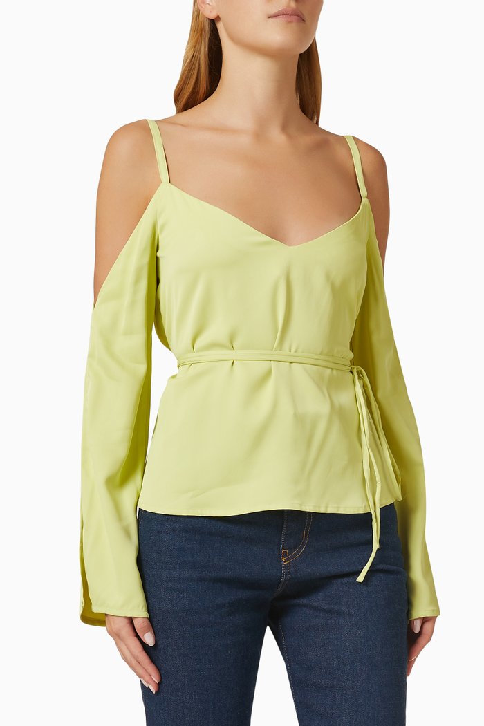 

Cold-shoulder Top in Viscose, Green