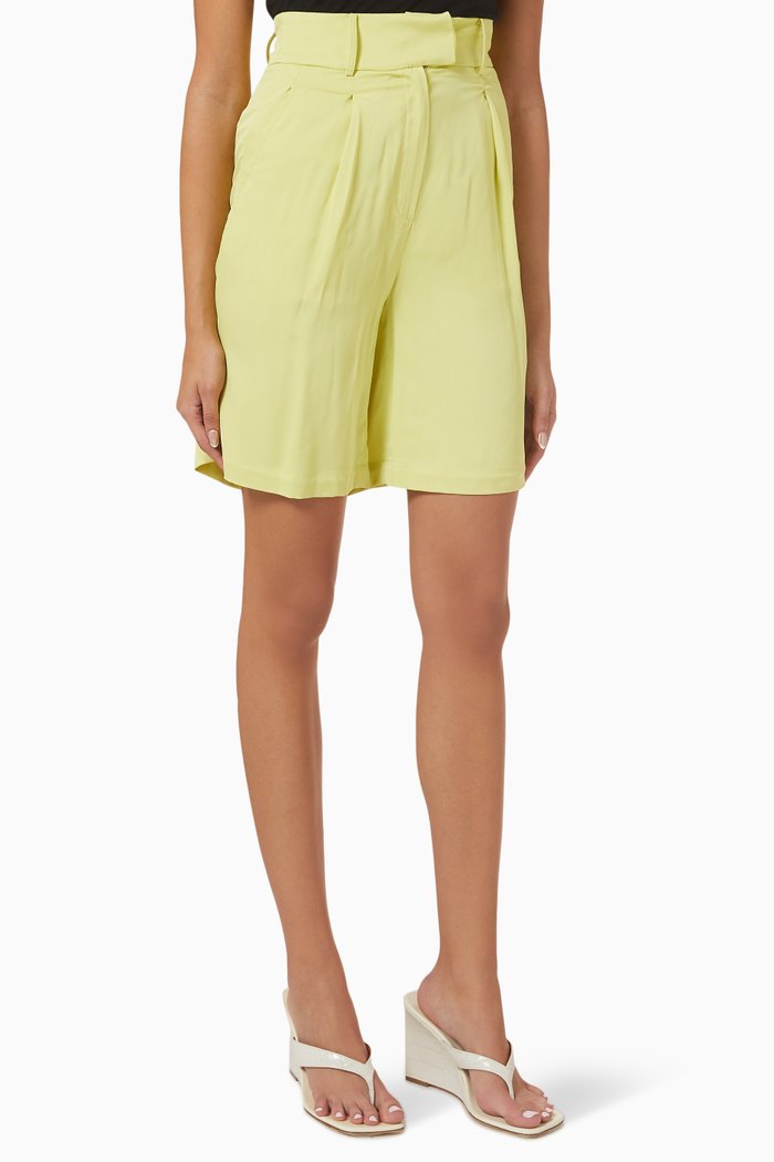 

High-waist Bermuda Shorts in Stretch-viscose, Green