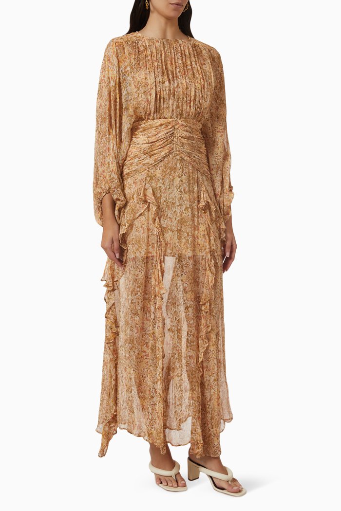 

Louise Ruffle Maxi Dress in Chiffon, Neutral
