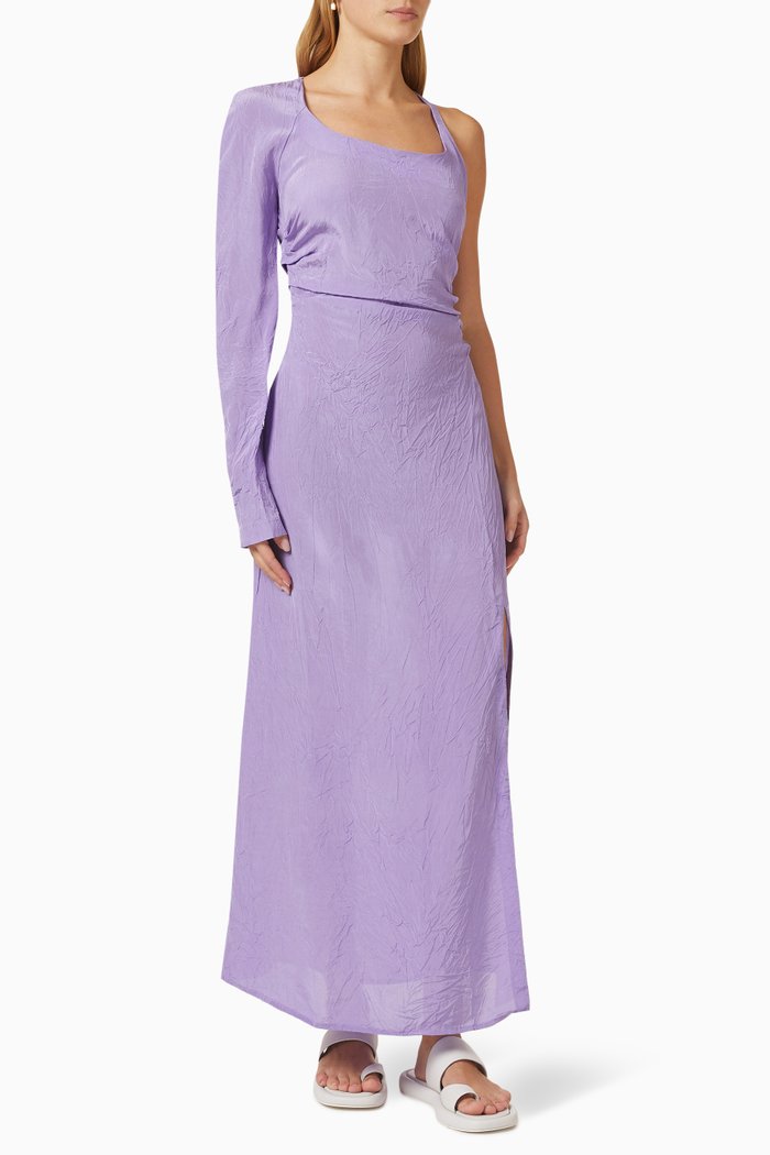 One-sleeve Maxi Dress, Purple