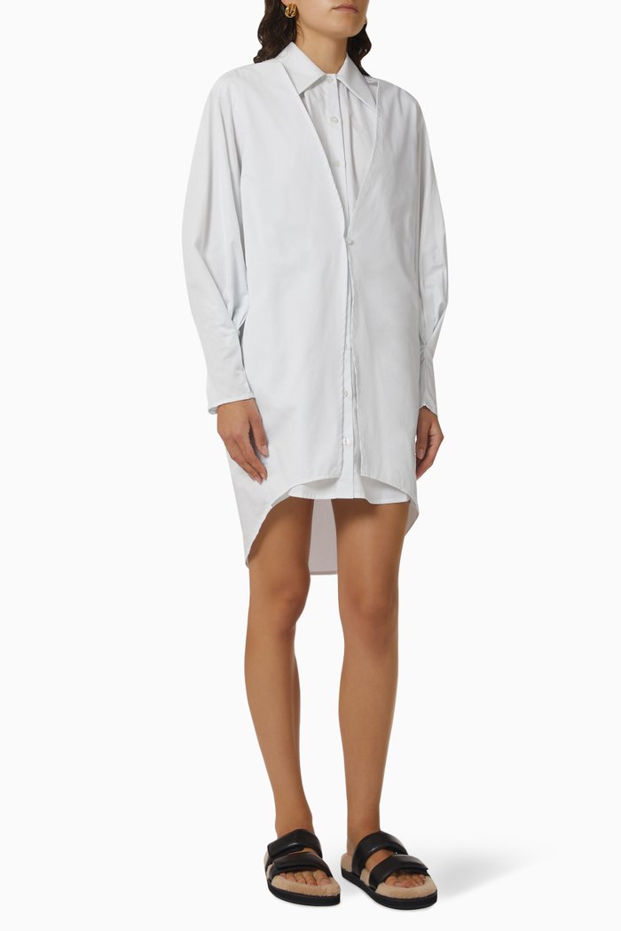

Mini Shirt Dress in Cotton, White