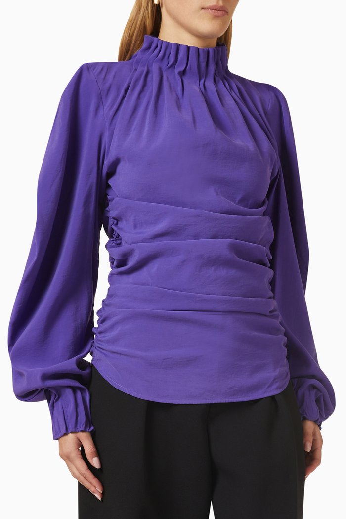 

Gathered Long-sleeve Top, Purple