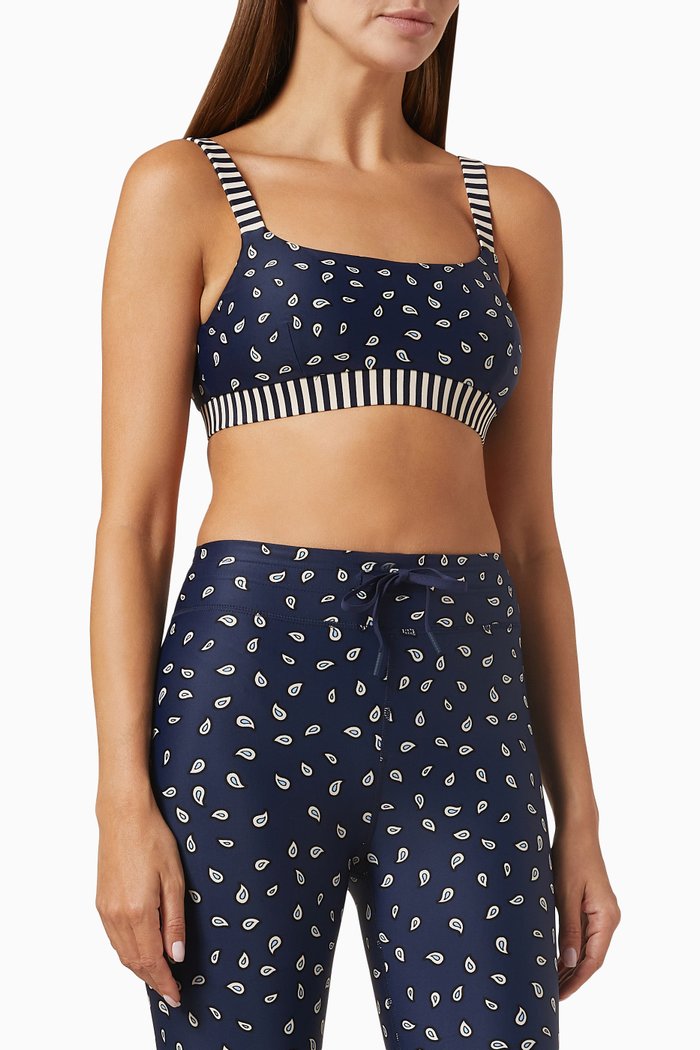 

Nina Paisley-print Sports Bra in Recycled-nylon, Blue
