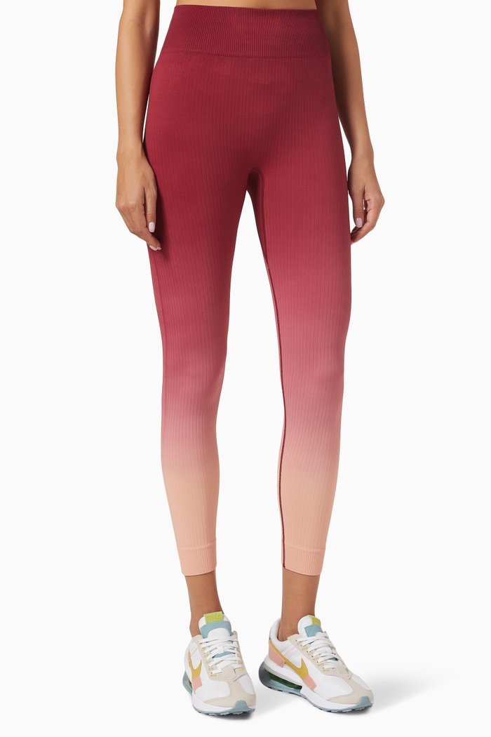 

Seamless 7/8 Leggings in Ribbed Cotton-blend, Red
