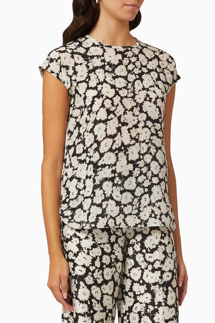 

Floral Top in Silk, White