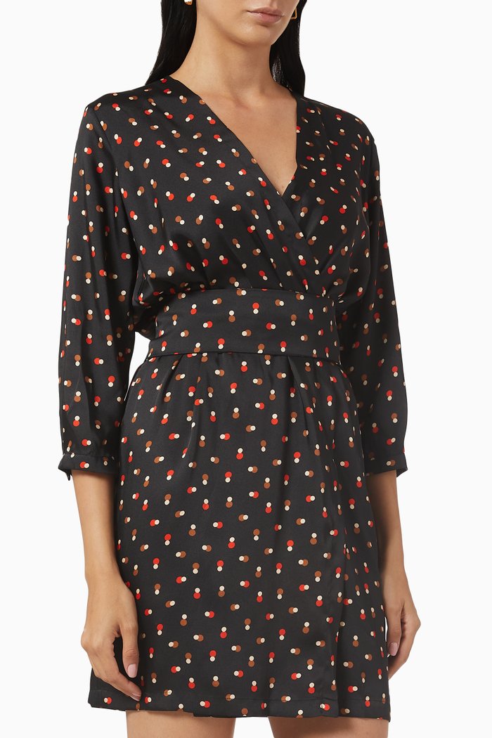 

Satira Wrap Front Mini Dress, Black