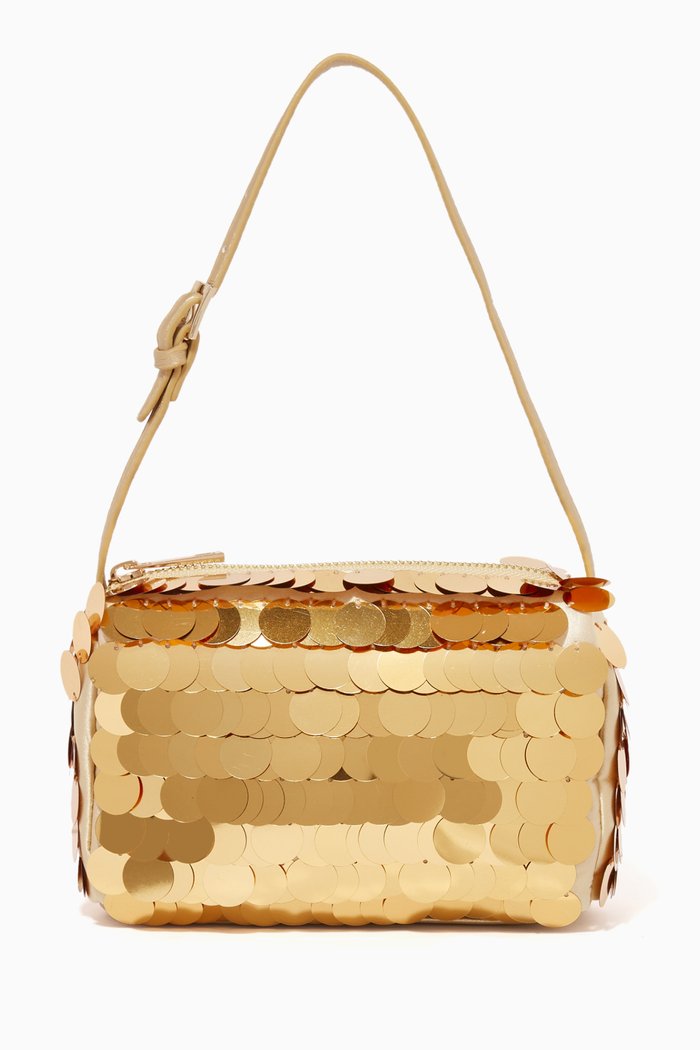 

Small Sequin Crossbody Bag in Satin, Gold