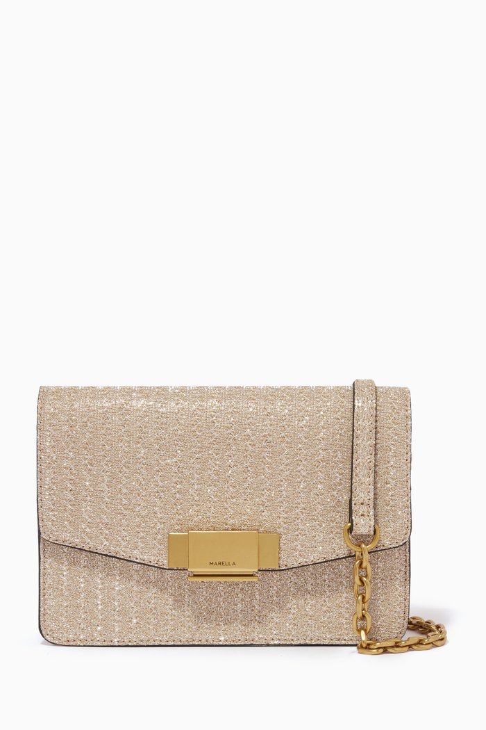 Small Crossbody Bag in Metallic Lurex, Gold
