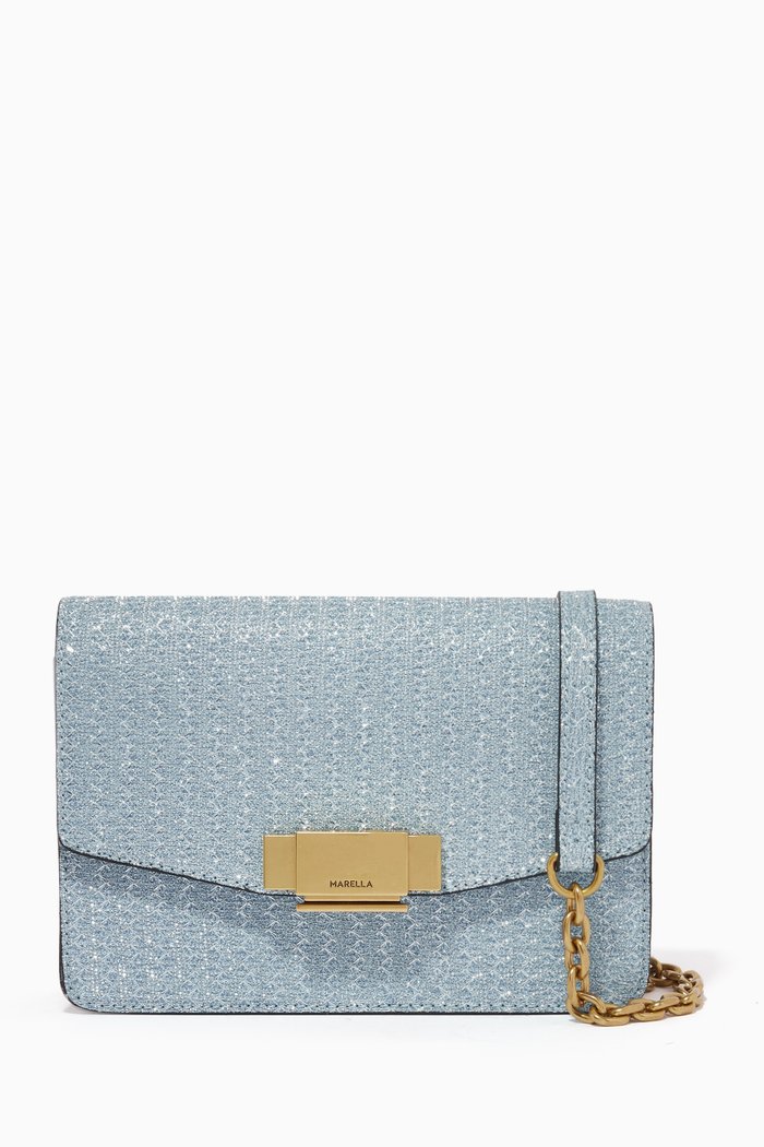

Small Crossbody Bag in Metallic Lurex, Blue