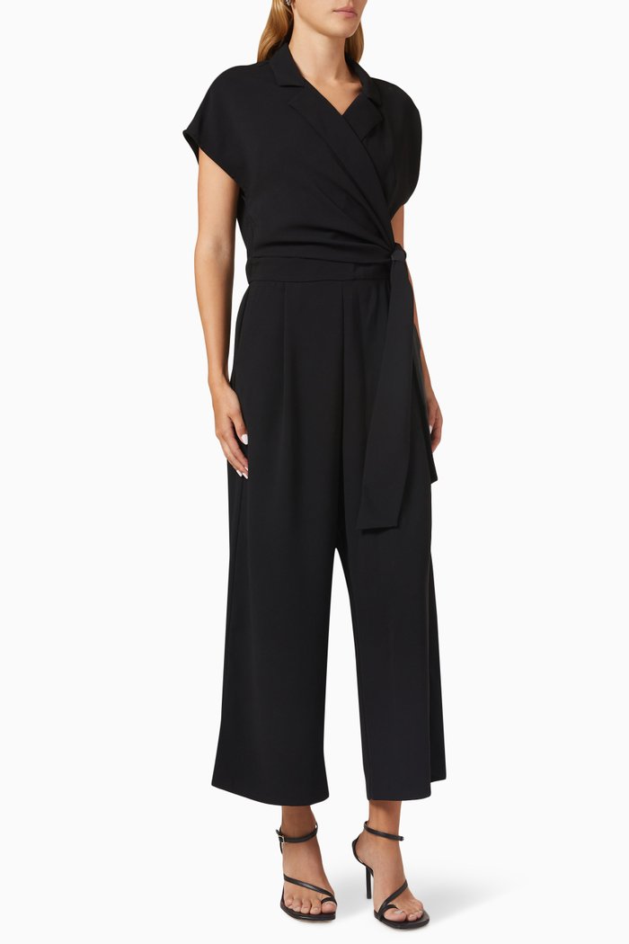 

Reggia Wide-leg Jumpsuit in Recycled Crepe, Black