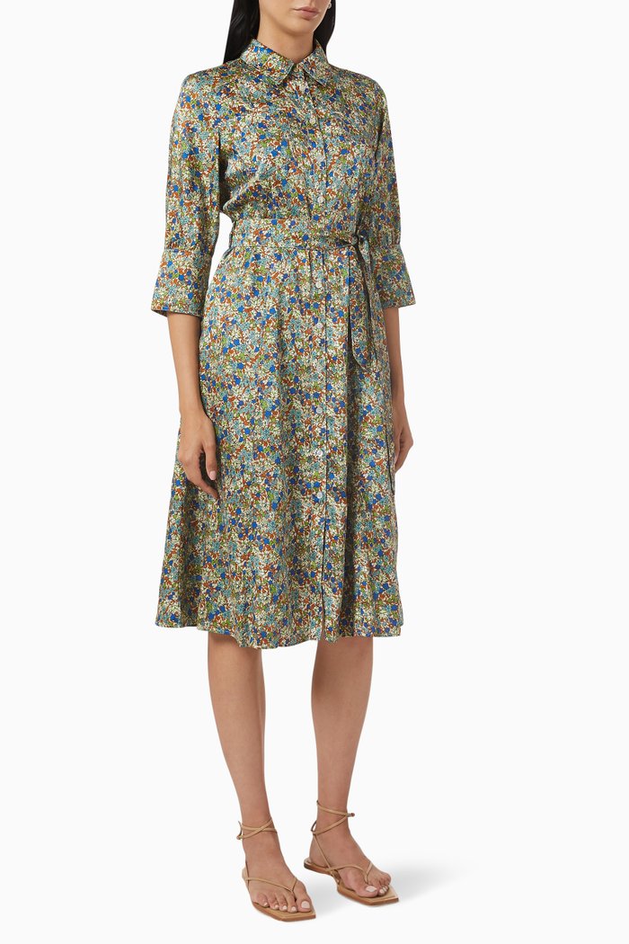 

Patterned Midi Dress in Viscose, Brown