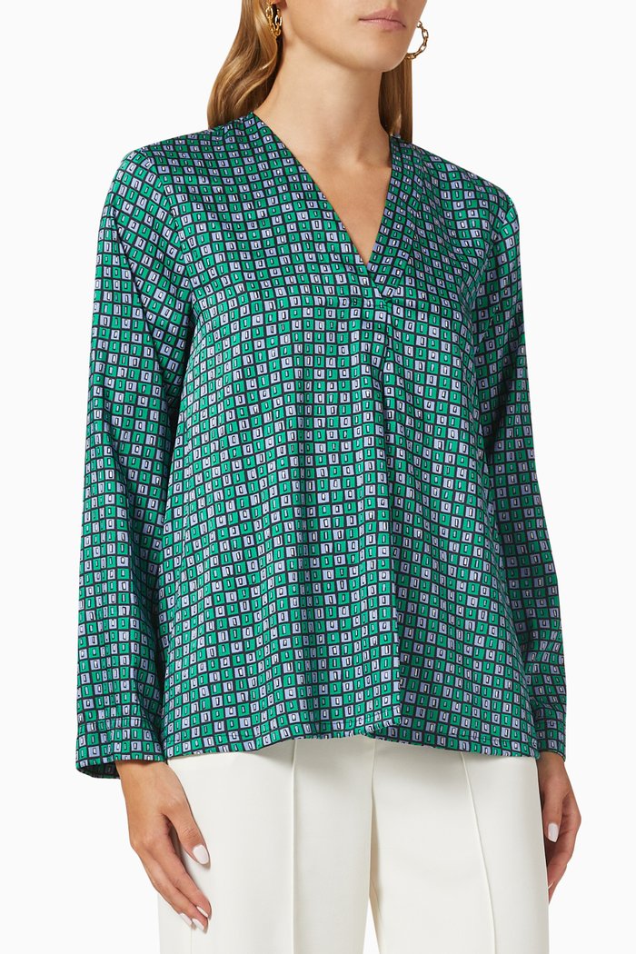 

Natale Geometric Print Blouse, Green