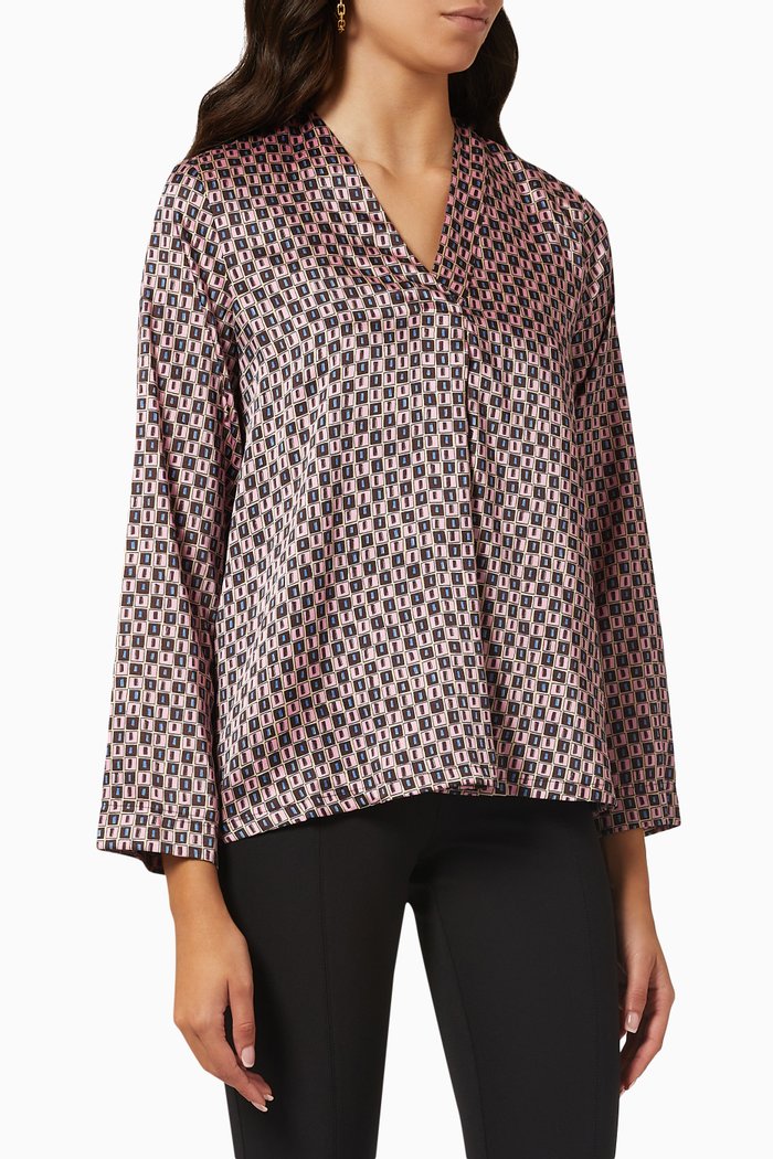 

Natale Geometric Print Blouse, Pink