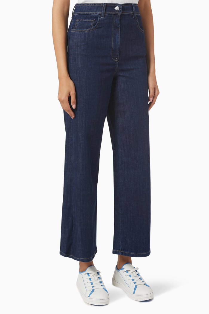 

High-rise Wide Leg Jeans in Raw Denim, Blue