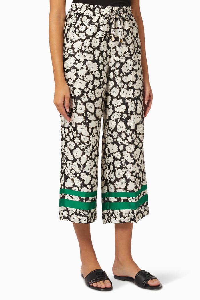 

Finire Floral Crop Pants, Black