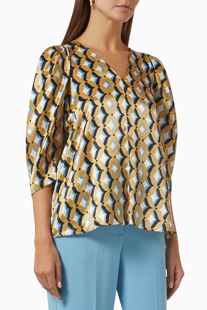 Casta V-neck Blouse in Silk, Neutral