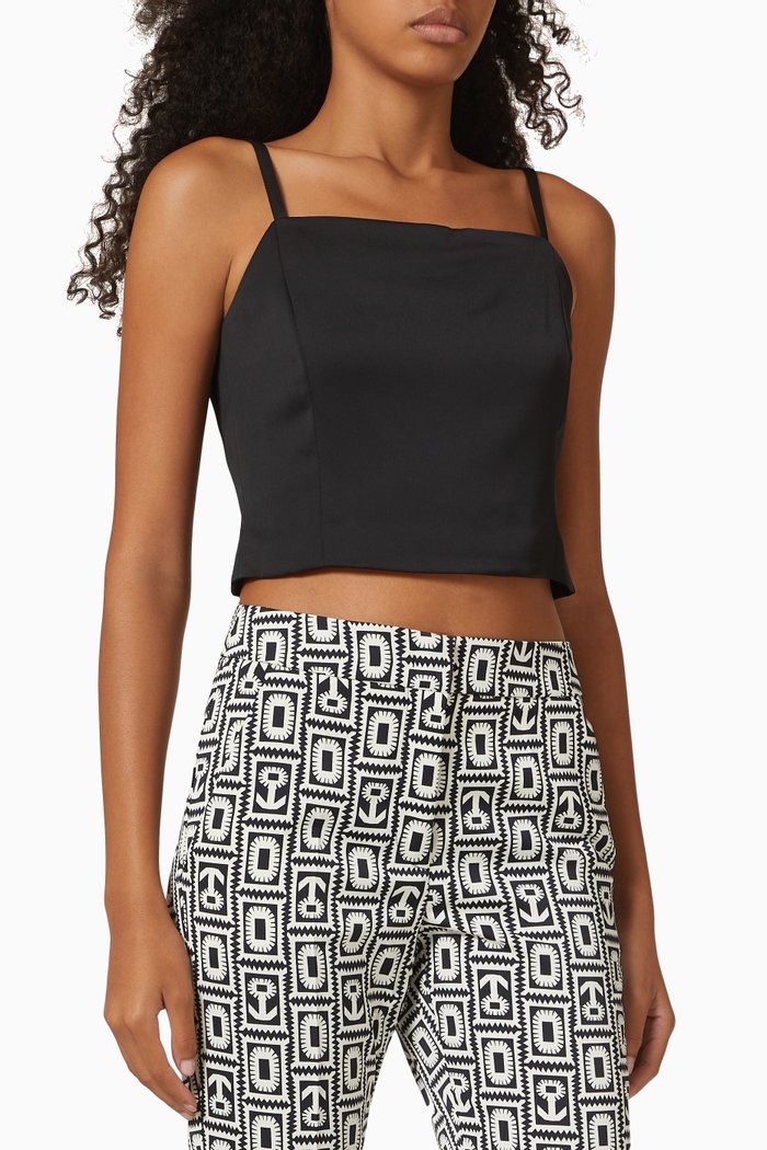 

Strappy Slip Top in Satin, Black