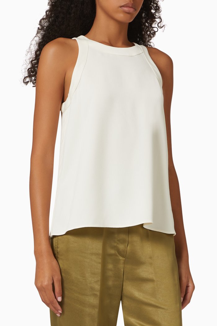 

Monte Keyhole-back Top in Satin, White
