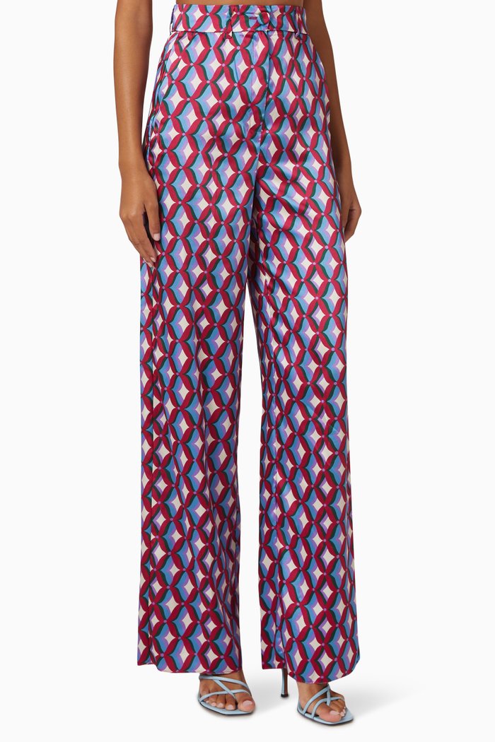 

Rosaria Patterned Pants in Satin Twill, Multicolour