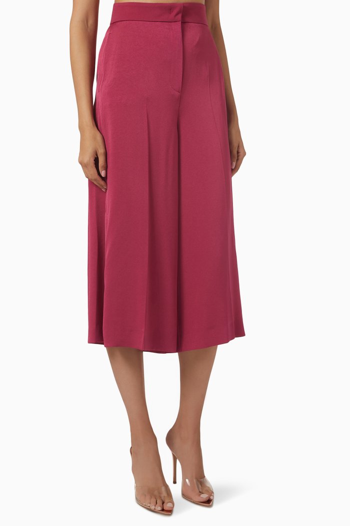 

Premier Wide-leg Cropped Pants in Crepe, Red