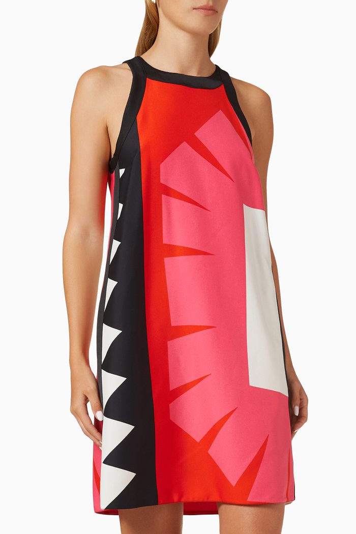 

Patterned Mini Dress in Satin, Pink