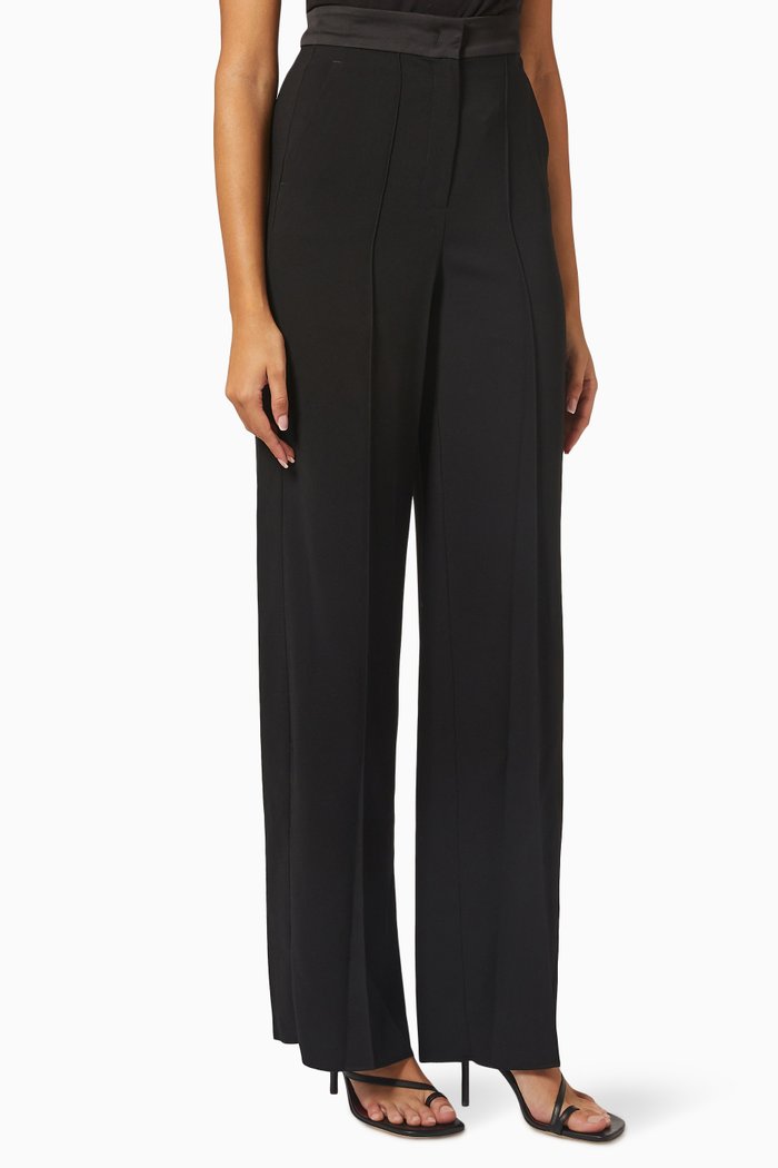 

Leonida Straight-fit Pants in Crepe & Satin, Black
