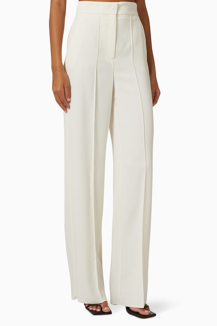 

Leonida Straight-fit Pants in Crepe & Satin, White