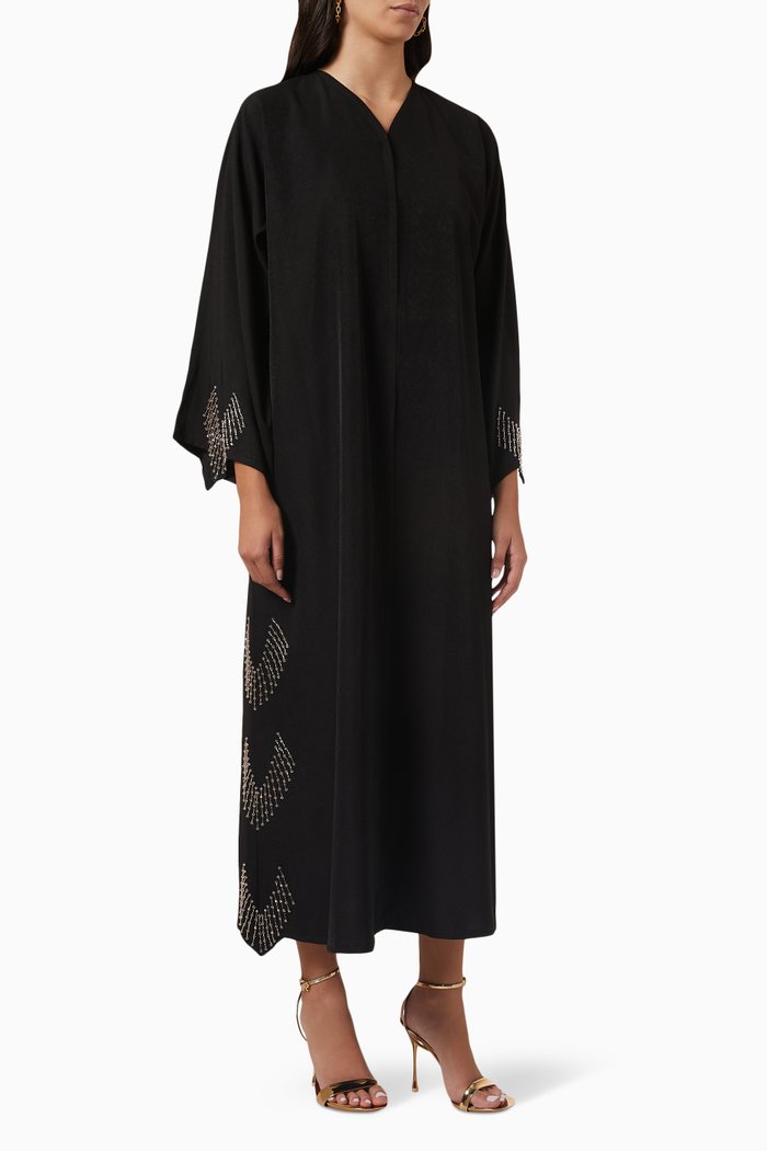

Bead Embroidered Abaya, Black