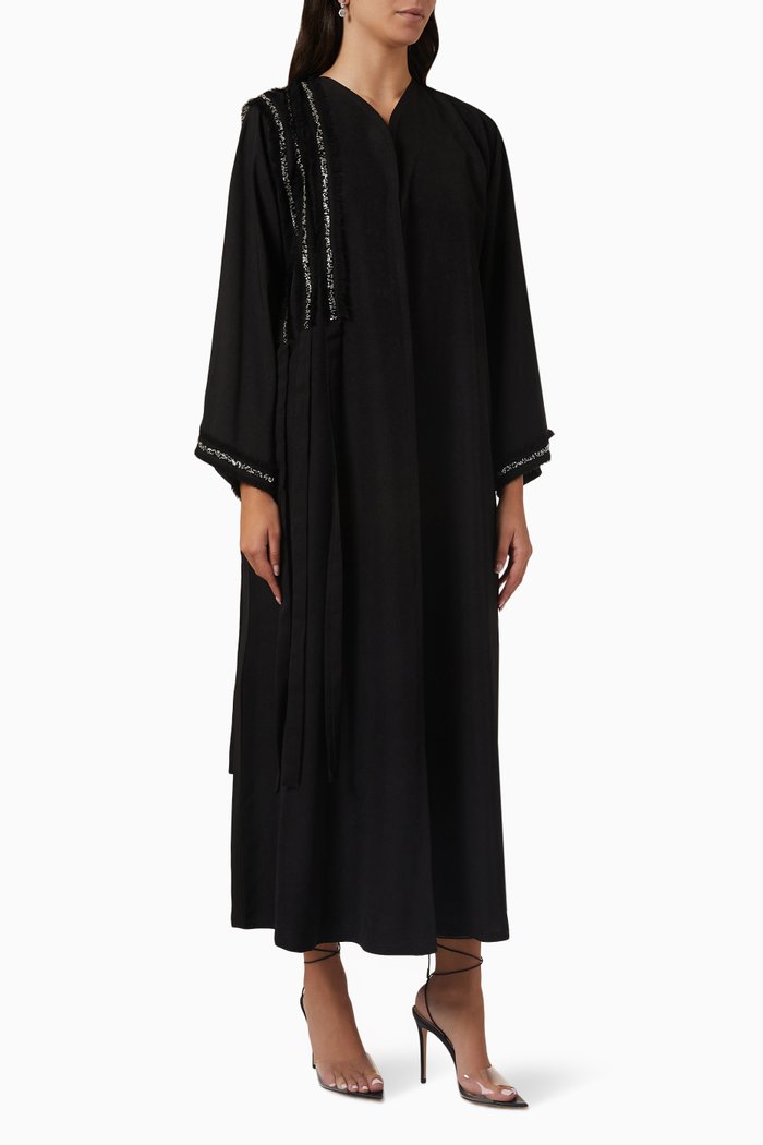 Bead Embellished Abaya, Black