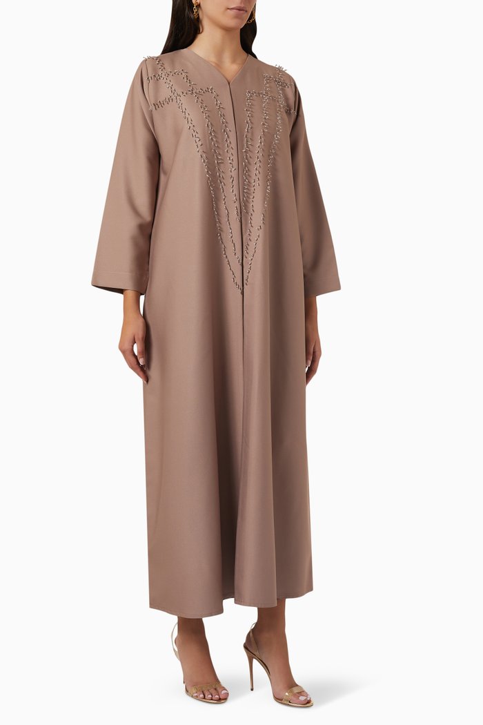

Bead Embellished Abaya, Brown