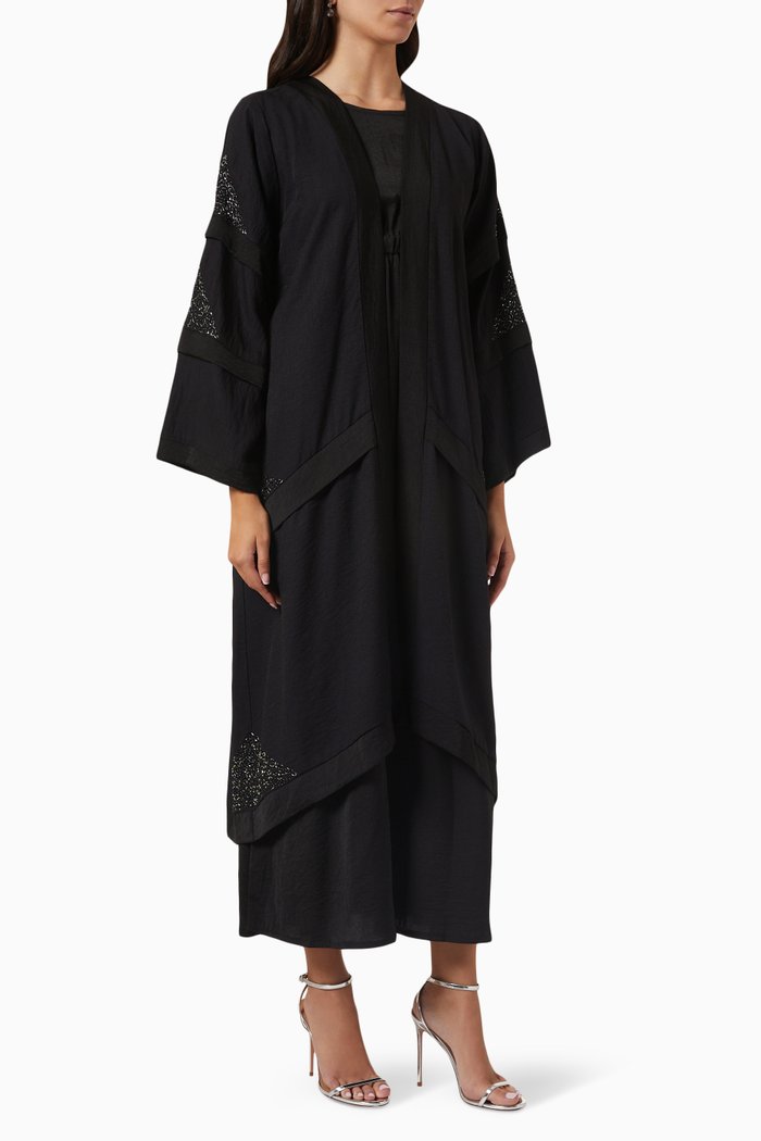 

Bead Embellished Abaya Set, Black