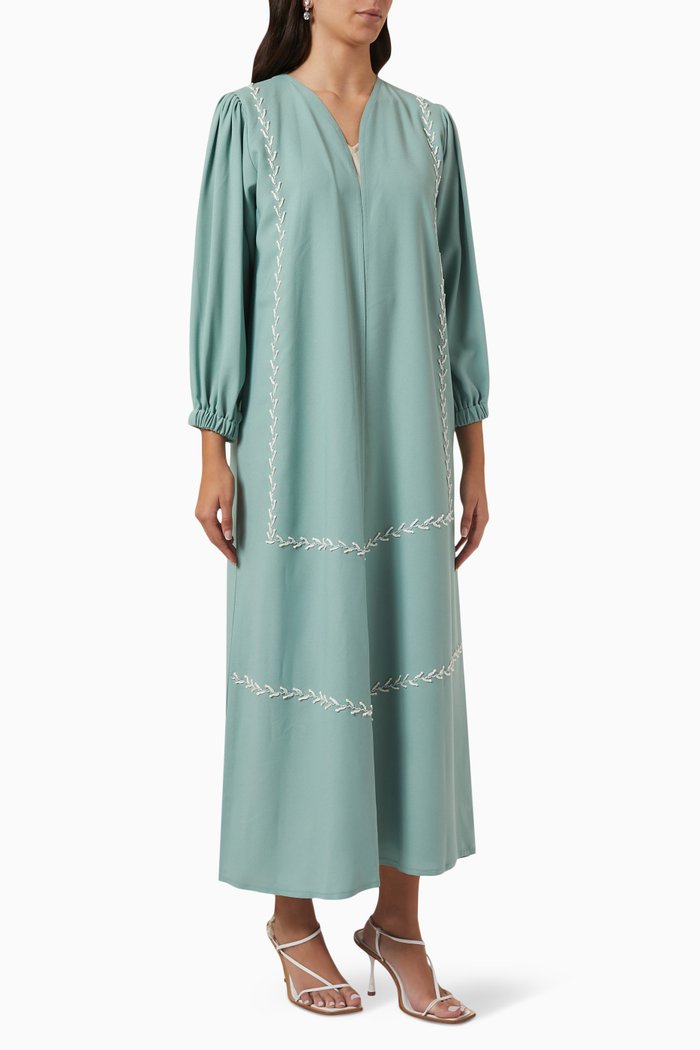 

Bead Embroidered Abaya Set, Green