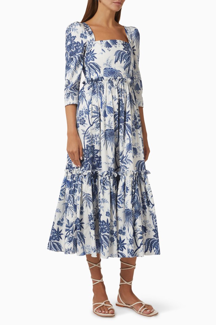 

Blue Hill Printed Midi Dress in Cotton