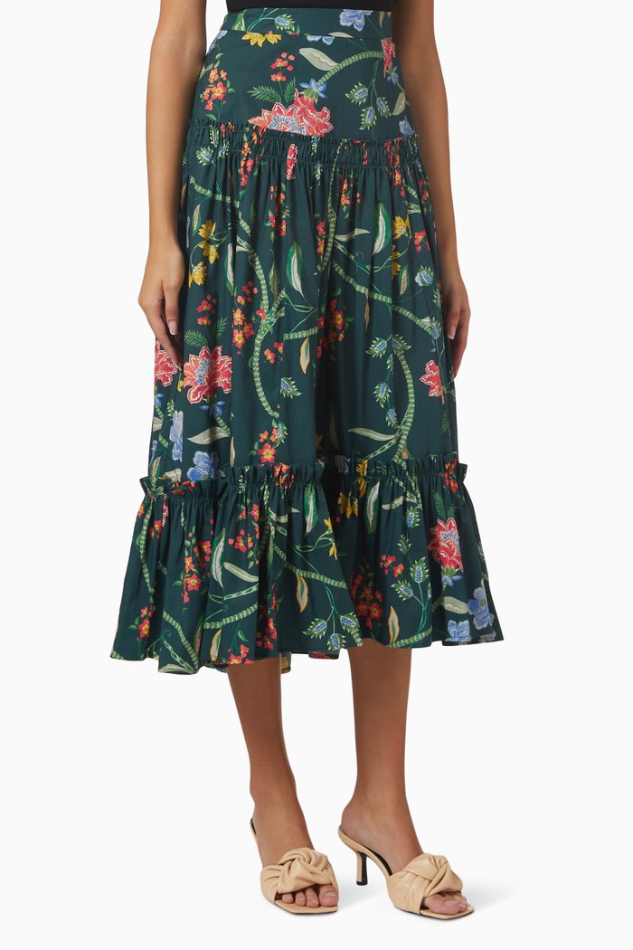 

Tisbury Midi Skirt in Cotton-poplin, Green