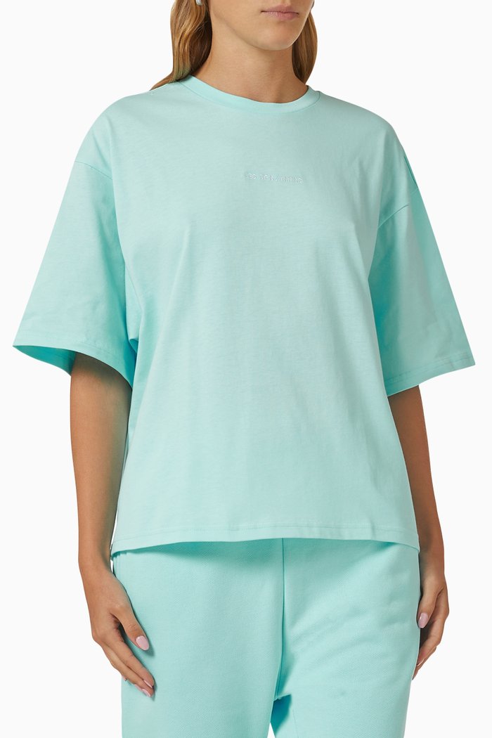 

Crop Oversized Logo T-shirt in Cotton Jersey, Blue