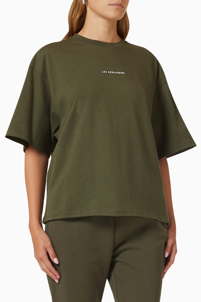 

Crop Oversized Logo T-shirt in Cotton Jersey, Green