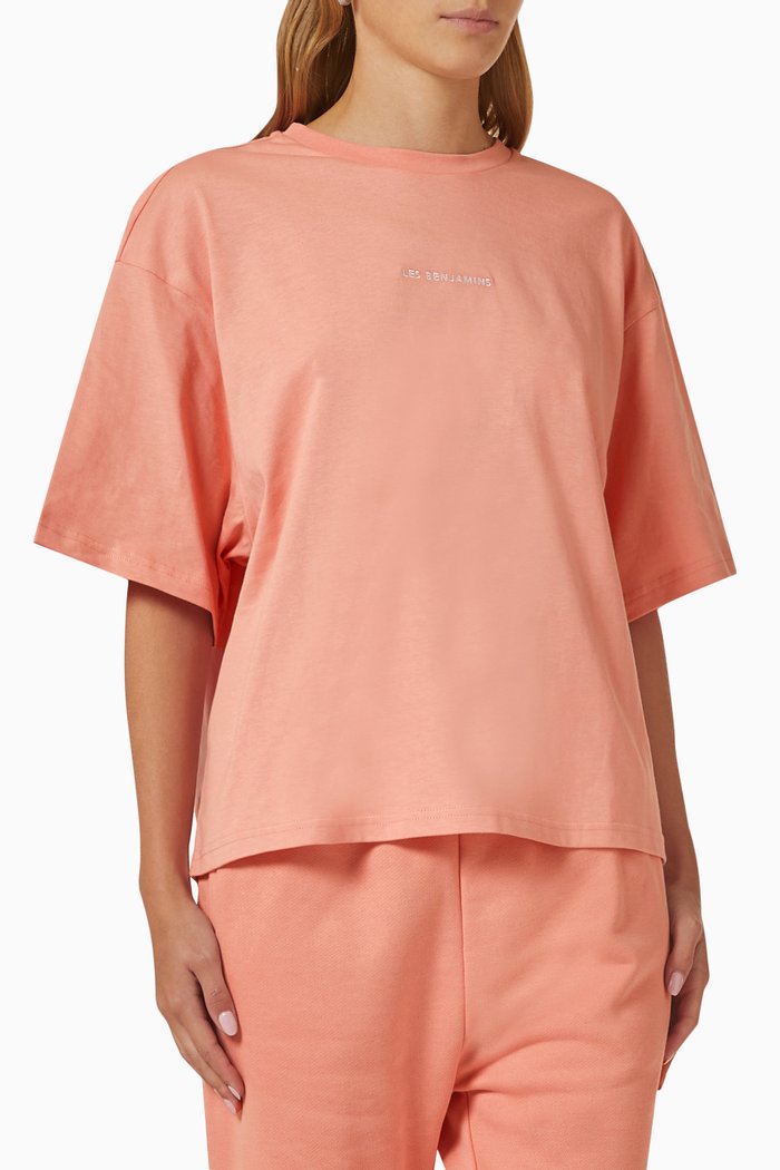 

Crop Oversized Logo T-shirt in Cotton Jersey, Orange