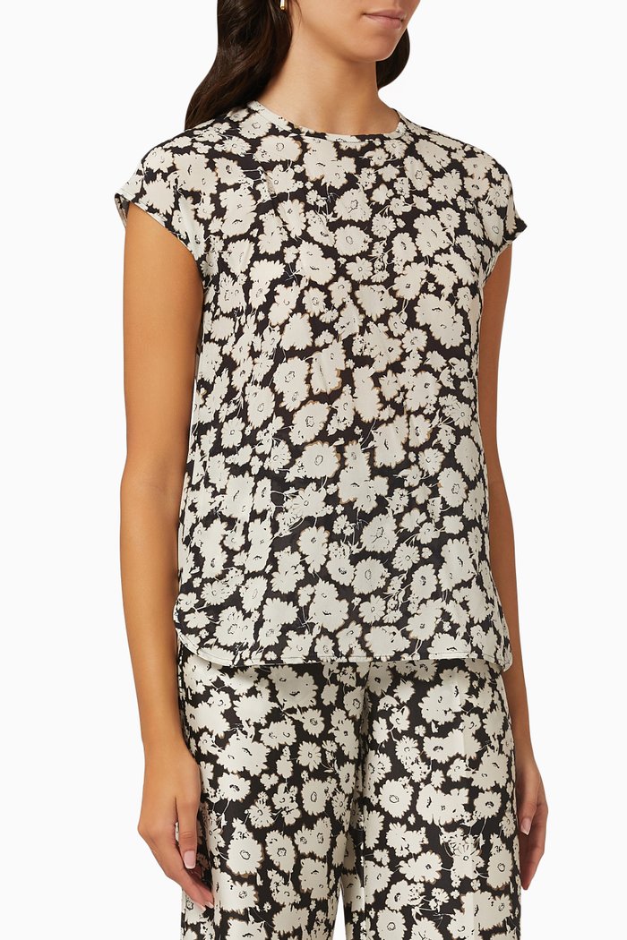 

Floral Top in Silk, White