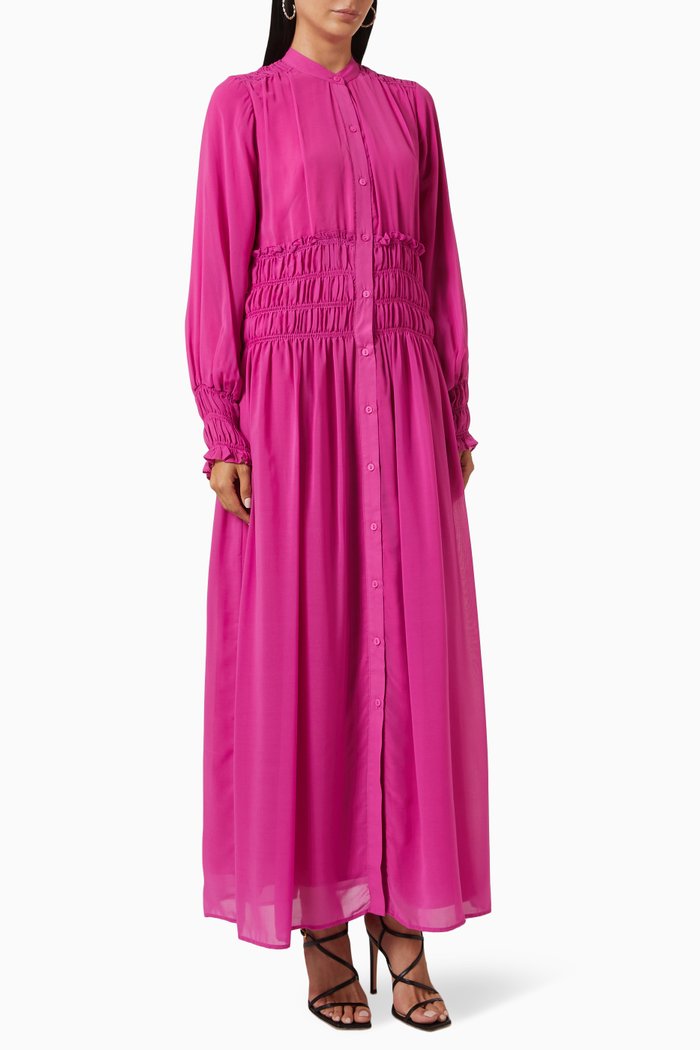 

Ruched Shirt Dress, Pink