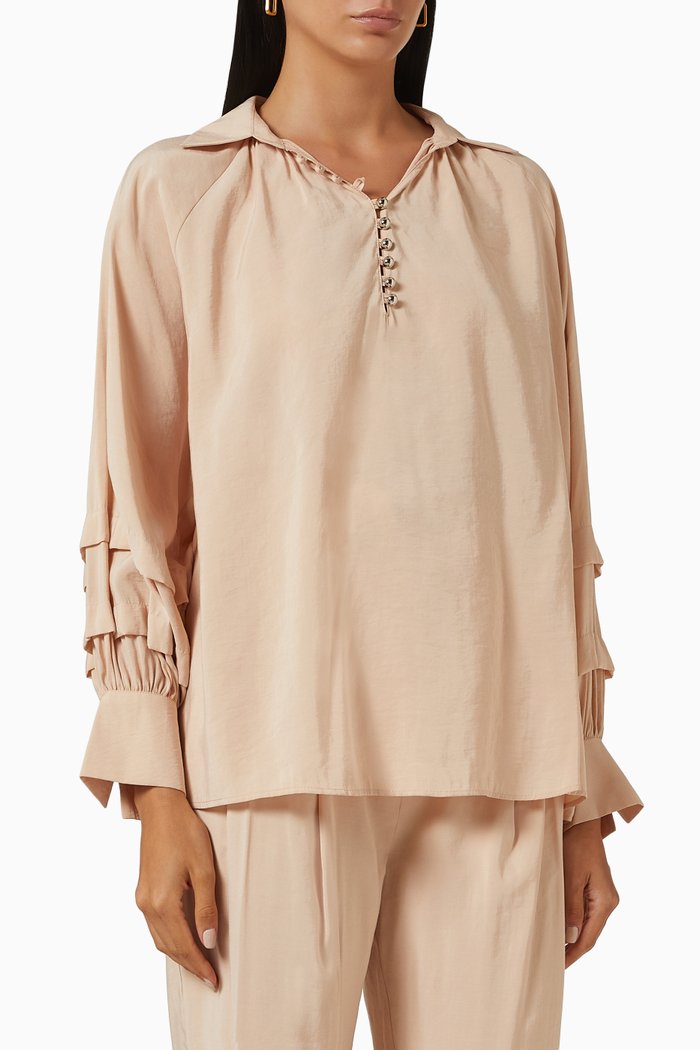 

Button-up Blouse in Modal Blend, Neutral