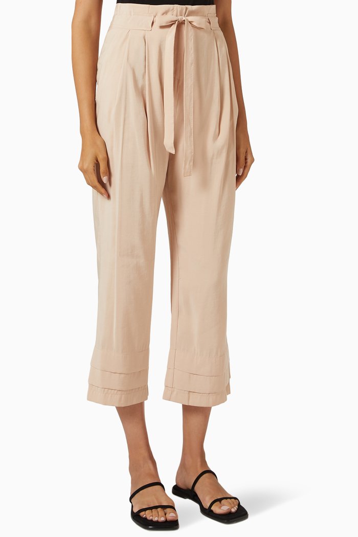Cropped Pants in Viscose, Neutral